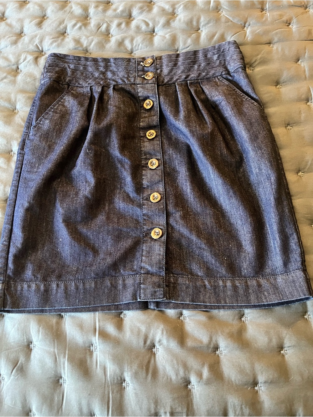 Women’s Pilcro Anthropology Dark Blue Button-Front Denim Skirt Cottagecore